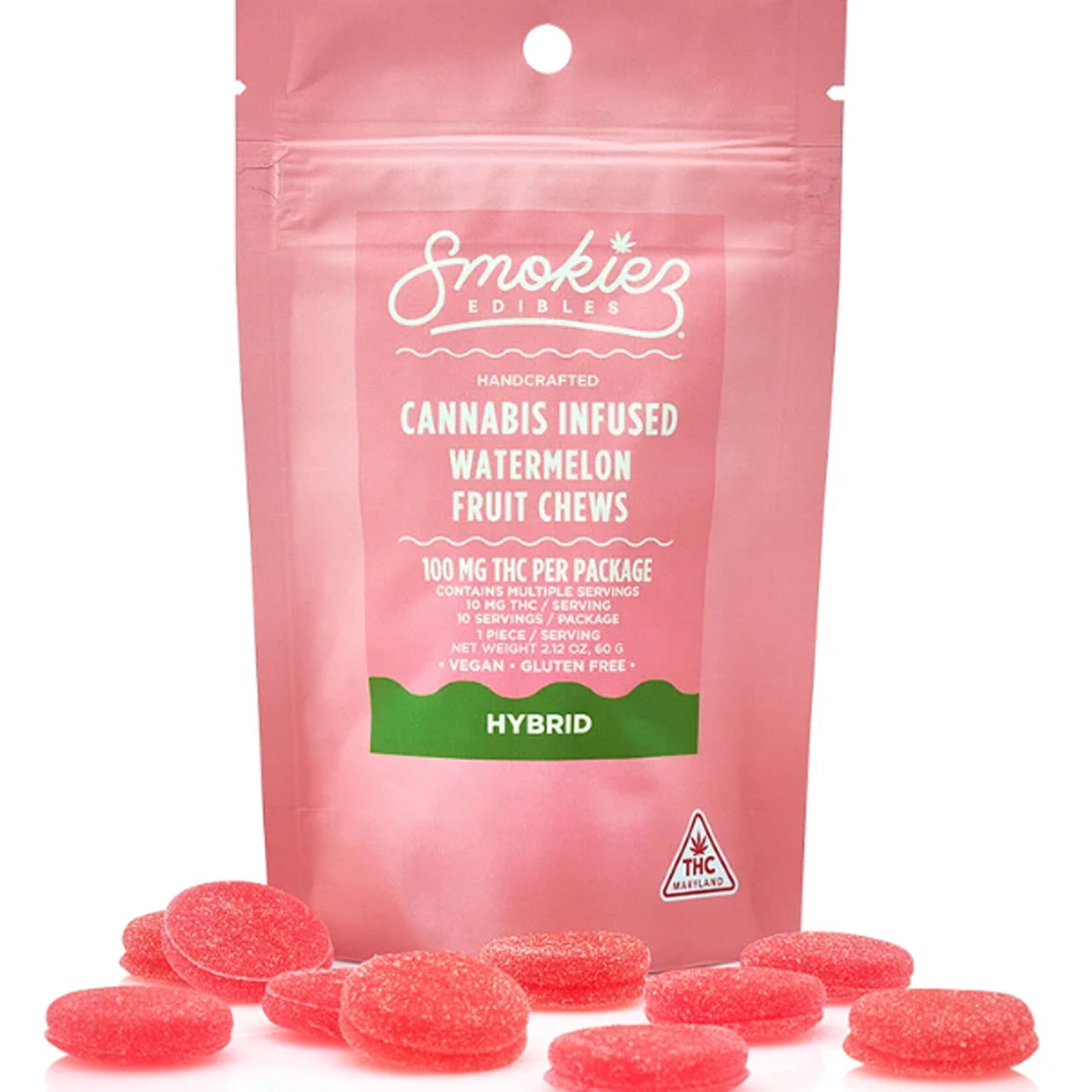 Photograph of Product: Watermelon Hybrid Chews - 100mg