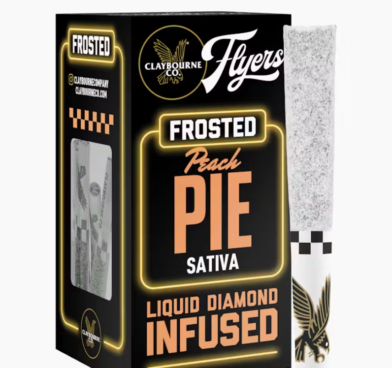 Photograph of product: Claybourne Co Flyers Frosted Peach Pie Infused Preroll 5pk 2.5g