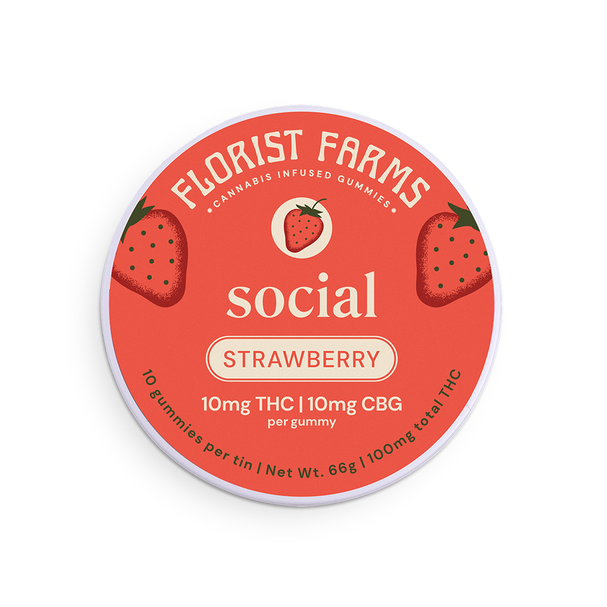 Photograph of product: Florist Farms | Strawberry Gummies | Social CBG | 10 Pack