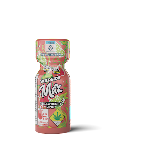 Photograph of product: Wildside Max | Strawberry Lime | Nano Shot | 2oz | DOH | 100mg TH-oui : 5mg CBD