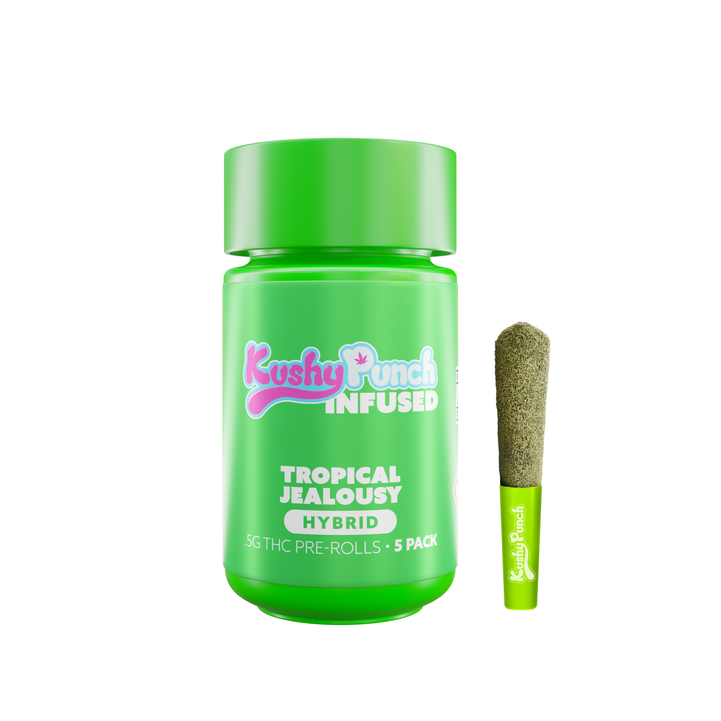Photograph of Product: 5PK Kushy Punch Infused .5g Liquid Diamond Prerolls - Tropic Jealousy