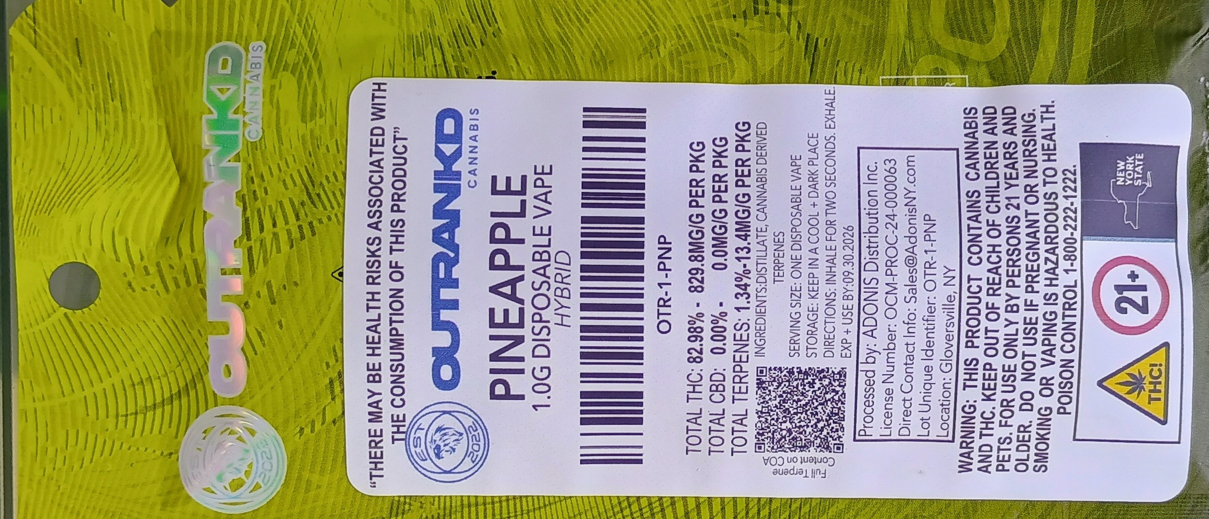 Photograph of product: Outranked Pineapple Disposable