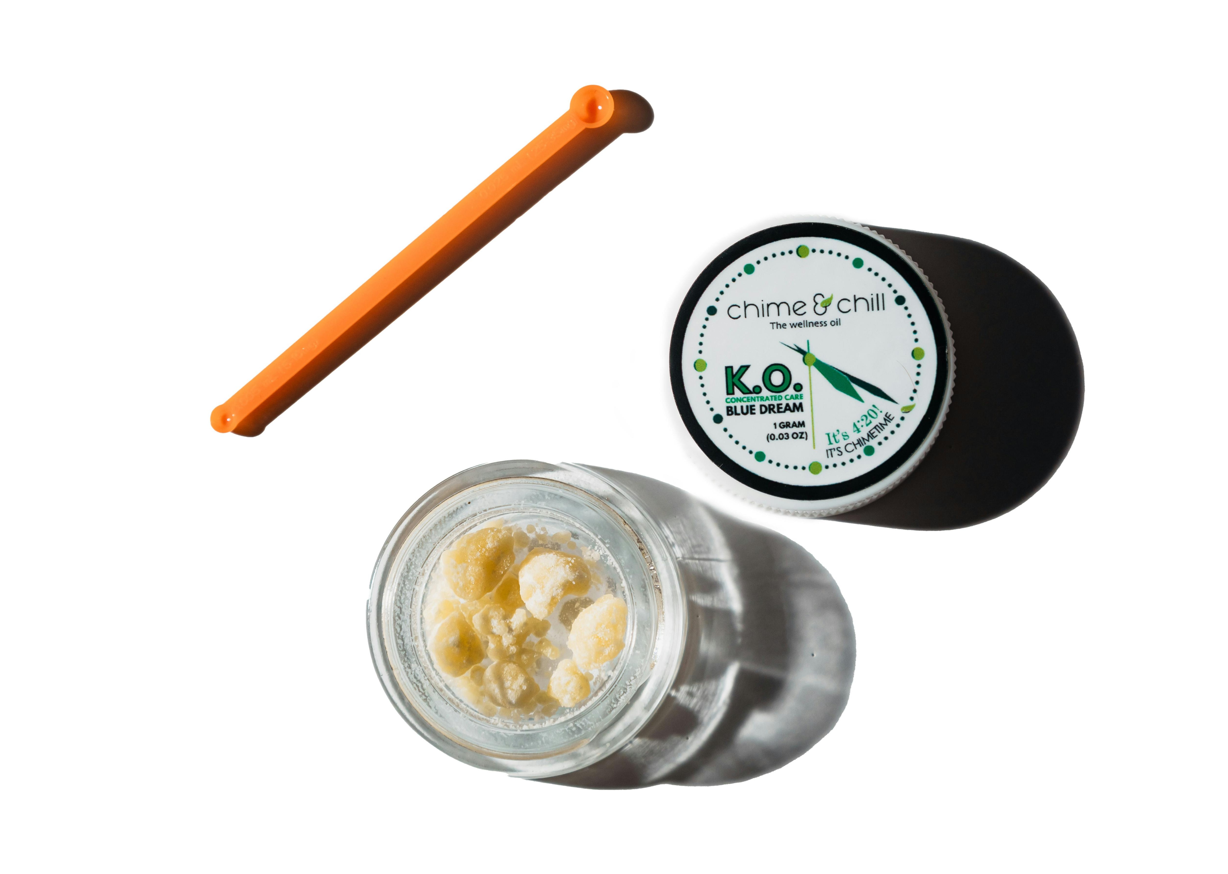 Photograph of product: Chime&Chill. |  Blue Dream CBD Crumble |  K.O. Concentrated Care