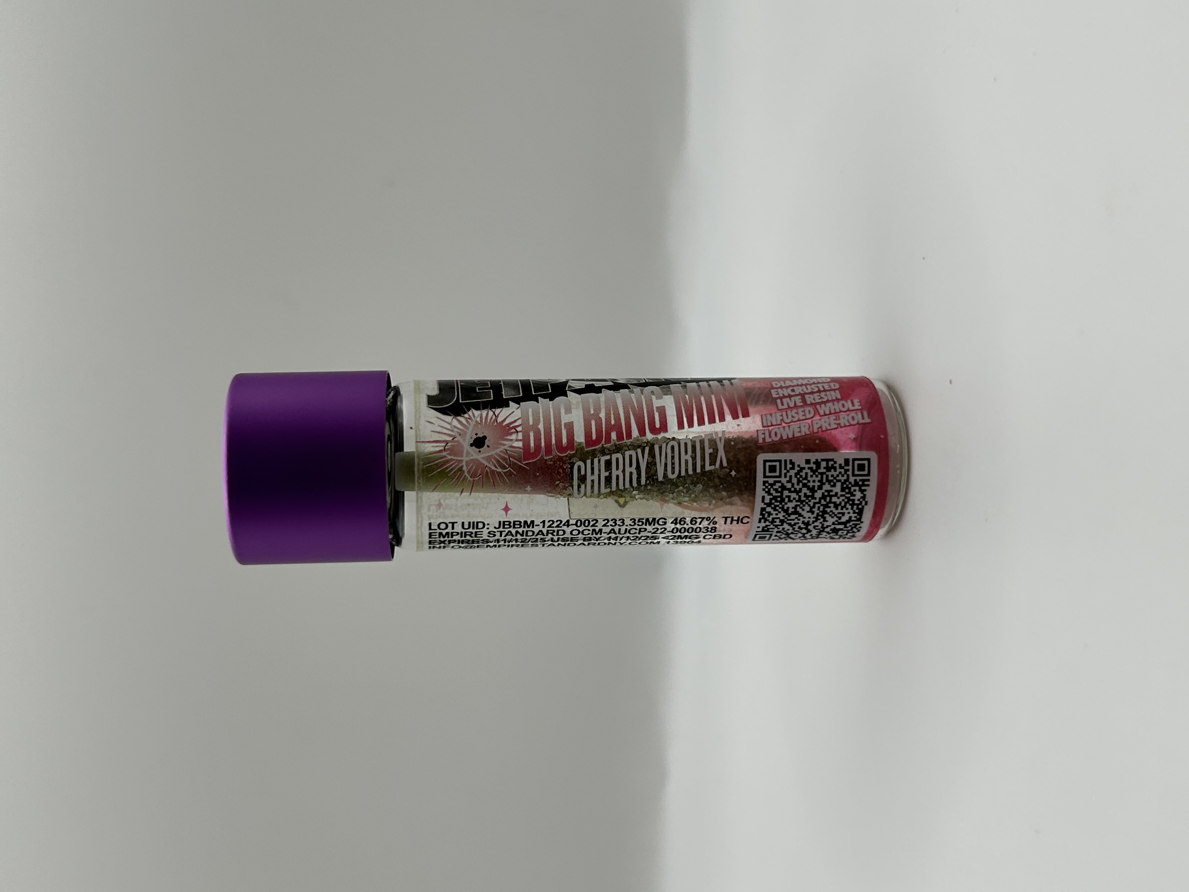 Photograph of product: Jetpacks | Cherry Vortex | Live Resin Infused Mini Preroll