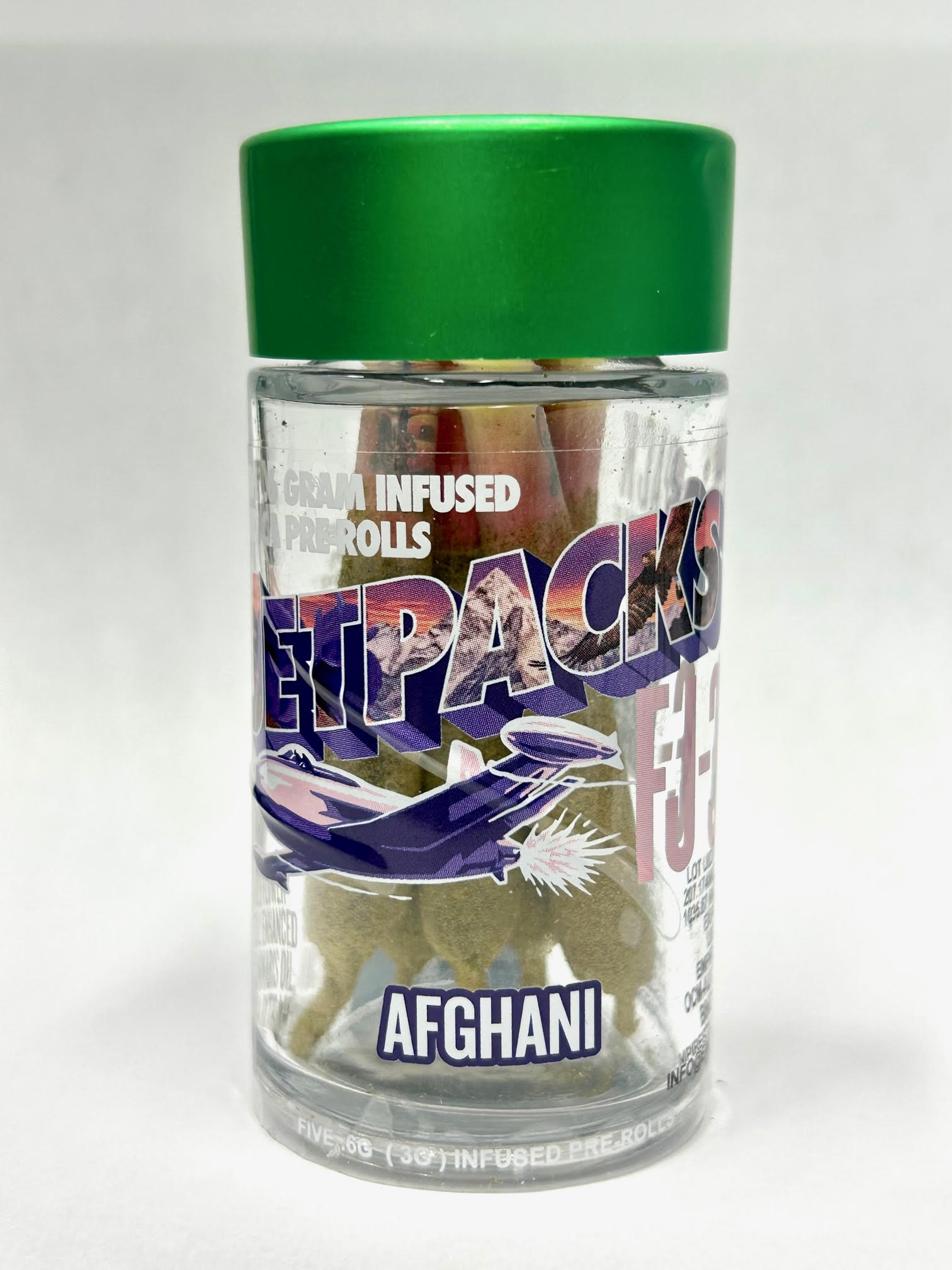 Photograph of product: Jetpacks FJ-3 Infused PreRolls 5pk - Afghani
