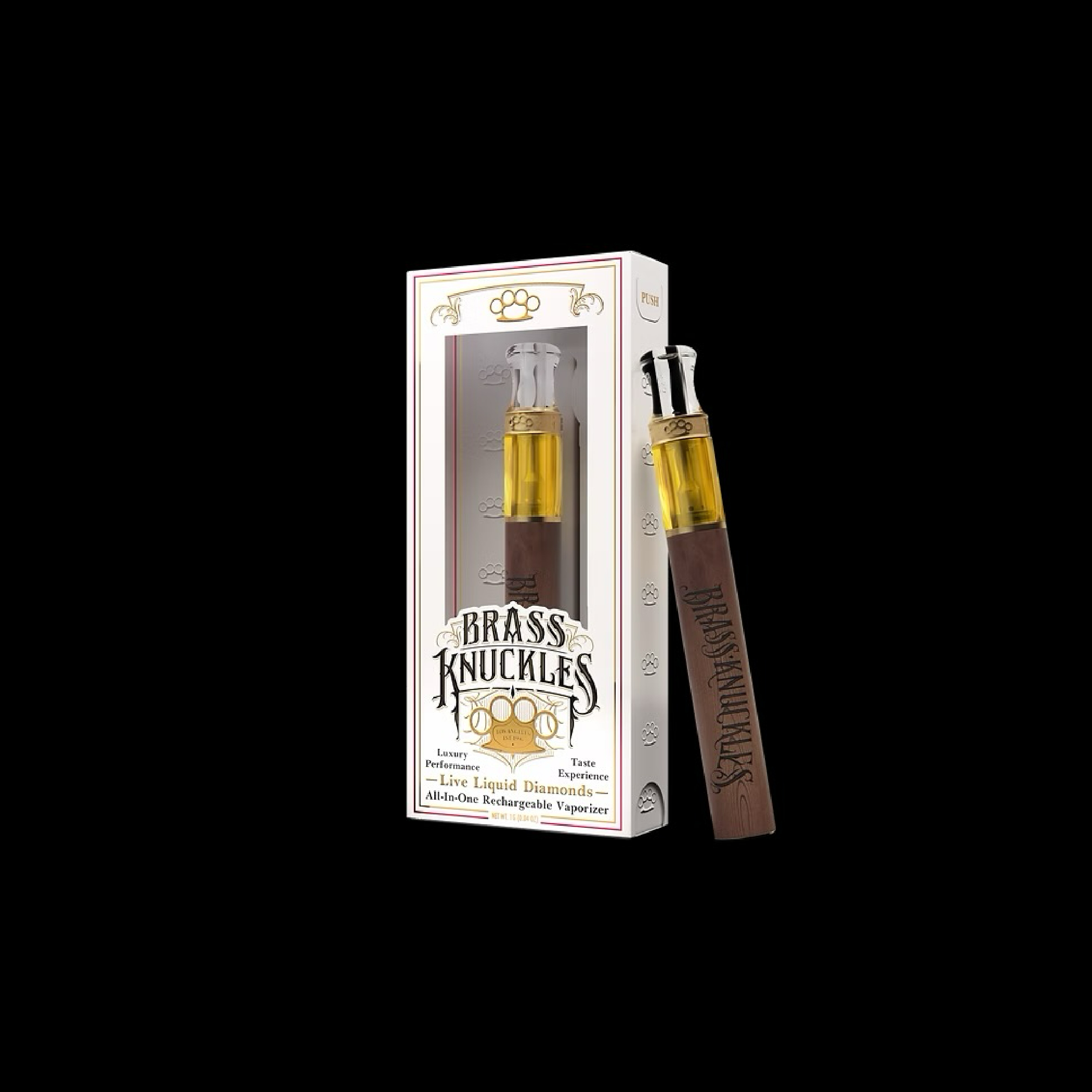 Photograph of product: Brass Knuckles | 1g Liquid Live Diamonds AIO Vape | Skywalker OG