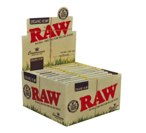 Photograph of product: Raw | ACC | Organic Connoisseur Rolling Papers w/ Tips | 1.25" (50pk)