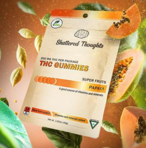 Photograph of product: Shattered Thoughts - 200mg Gummies - Papaya