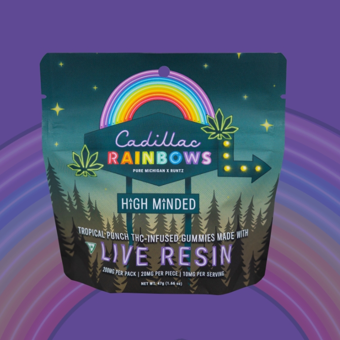 Photograph of Product: High Minded - Gummies - 200mg Live Resin - Cadillac Rainbow #7