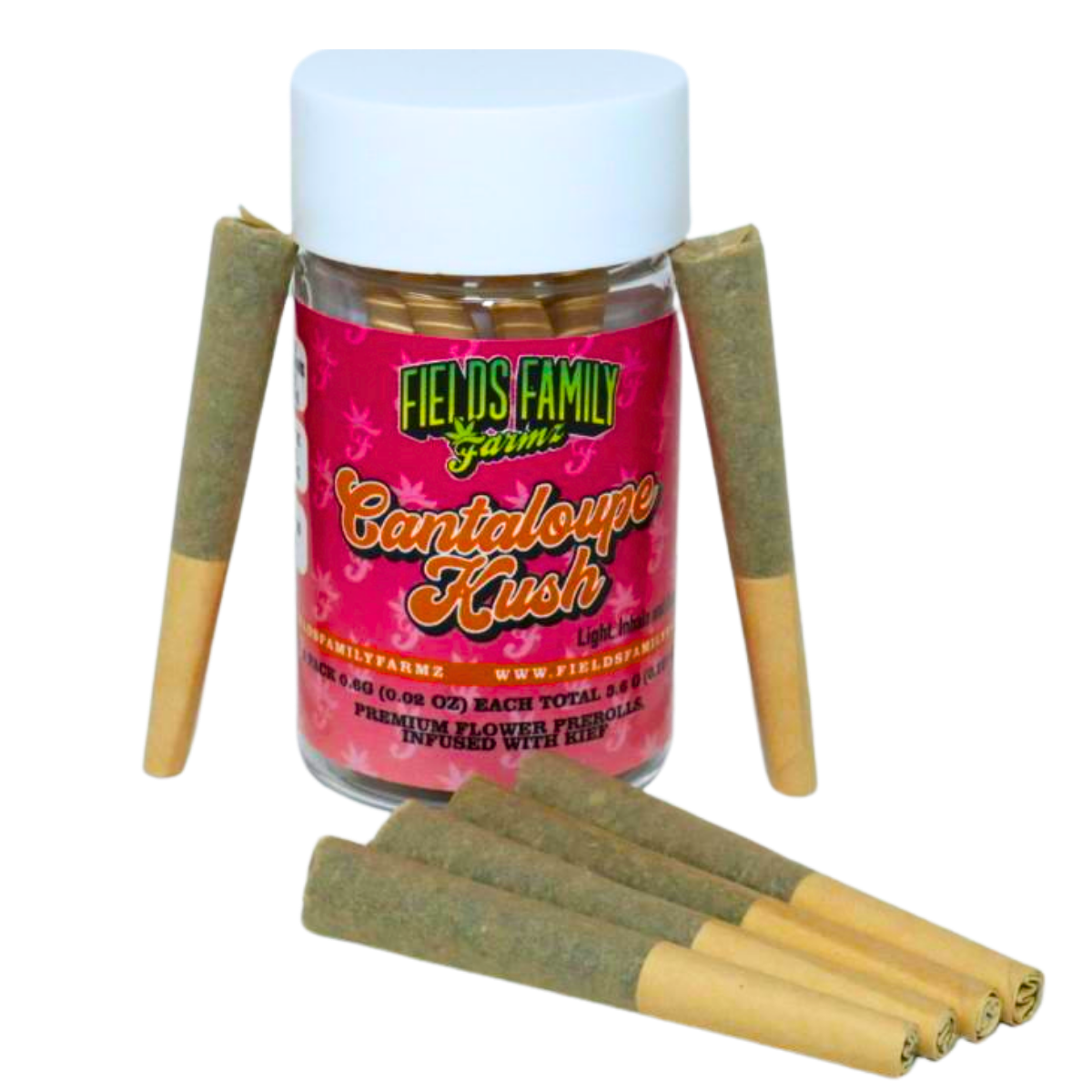 Photograph of product: CANTALOUPE KUSH INFUSED PREROLL - 3.6 G - 6 PACK