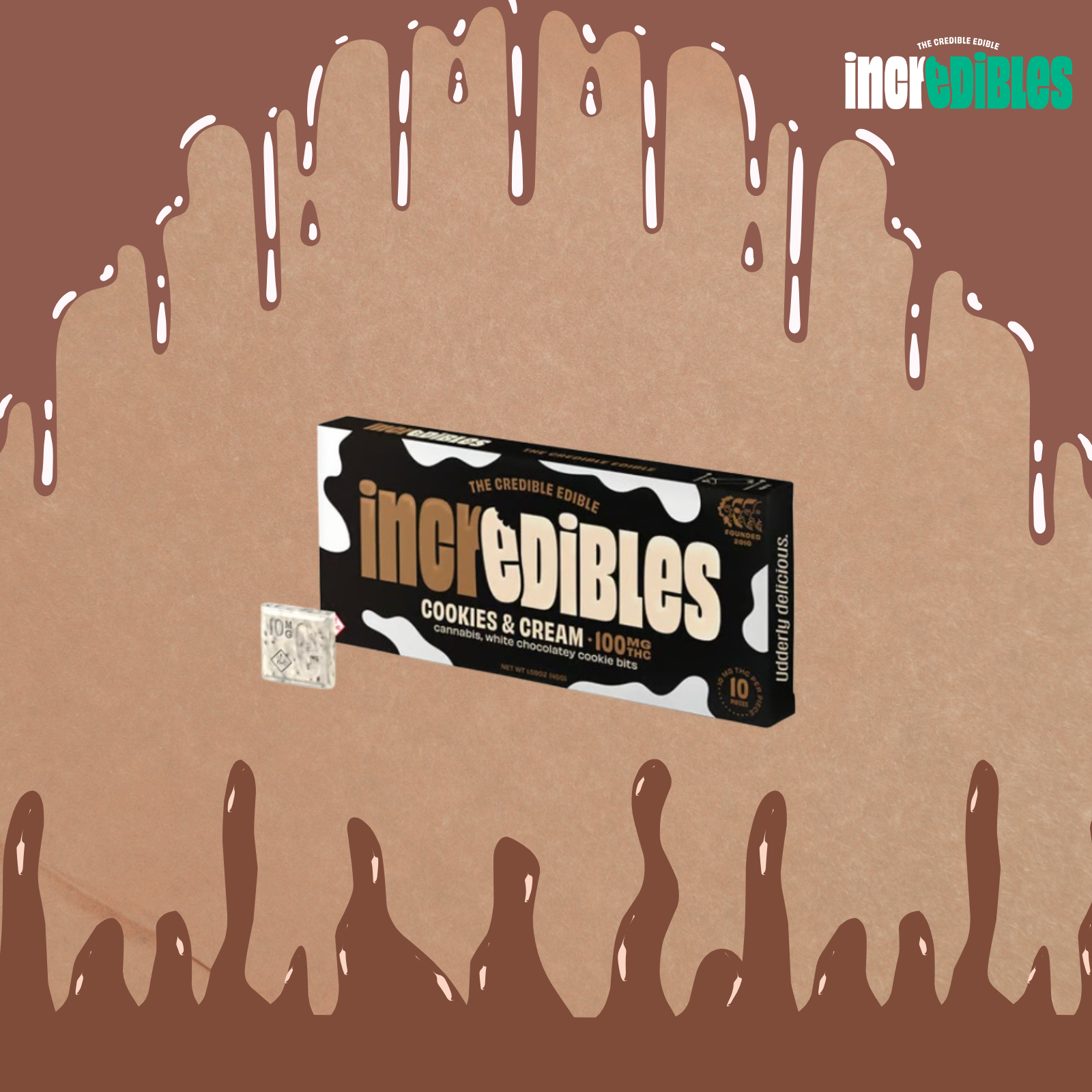 Photograph of product: Incredibles Chocolate | Cookies & Cream | 100mg