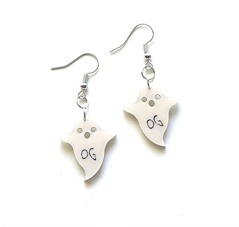 Photograph of product: Ghost OG Dangle Earrings Frosted White