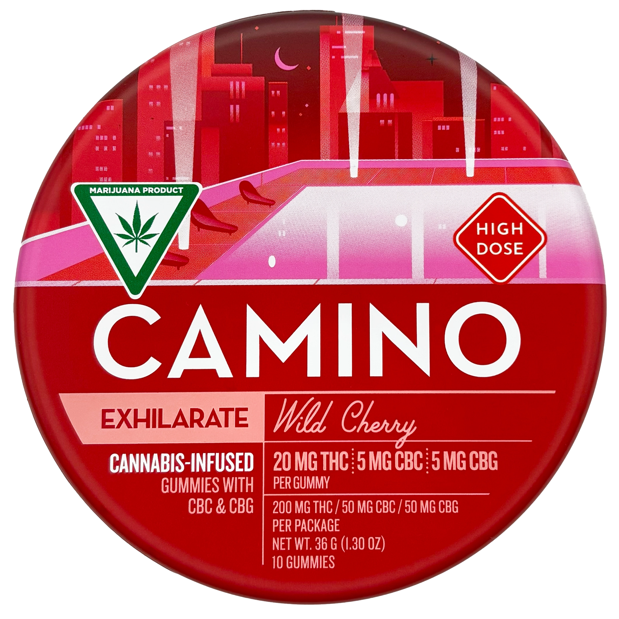 Photograph of product: Camino | Wild Cherry | Gummy Edible | 200mg THC/50mg CBC/50mg CBG