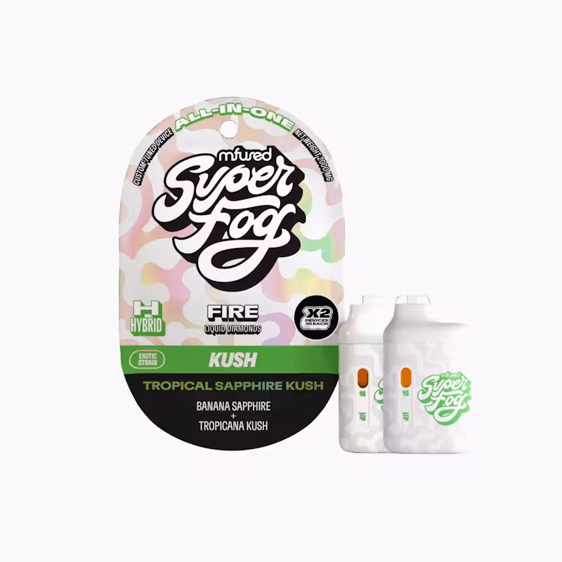 Photograph of product: Super Fog | Tropical Sapphire Kush | Liquid Diamond AIO | 2pk | 2g
