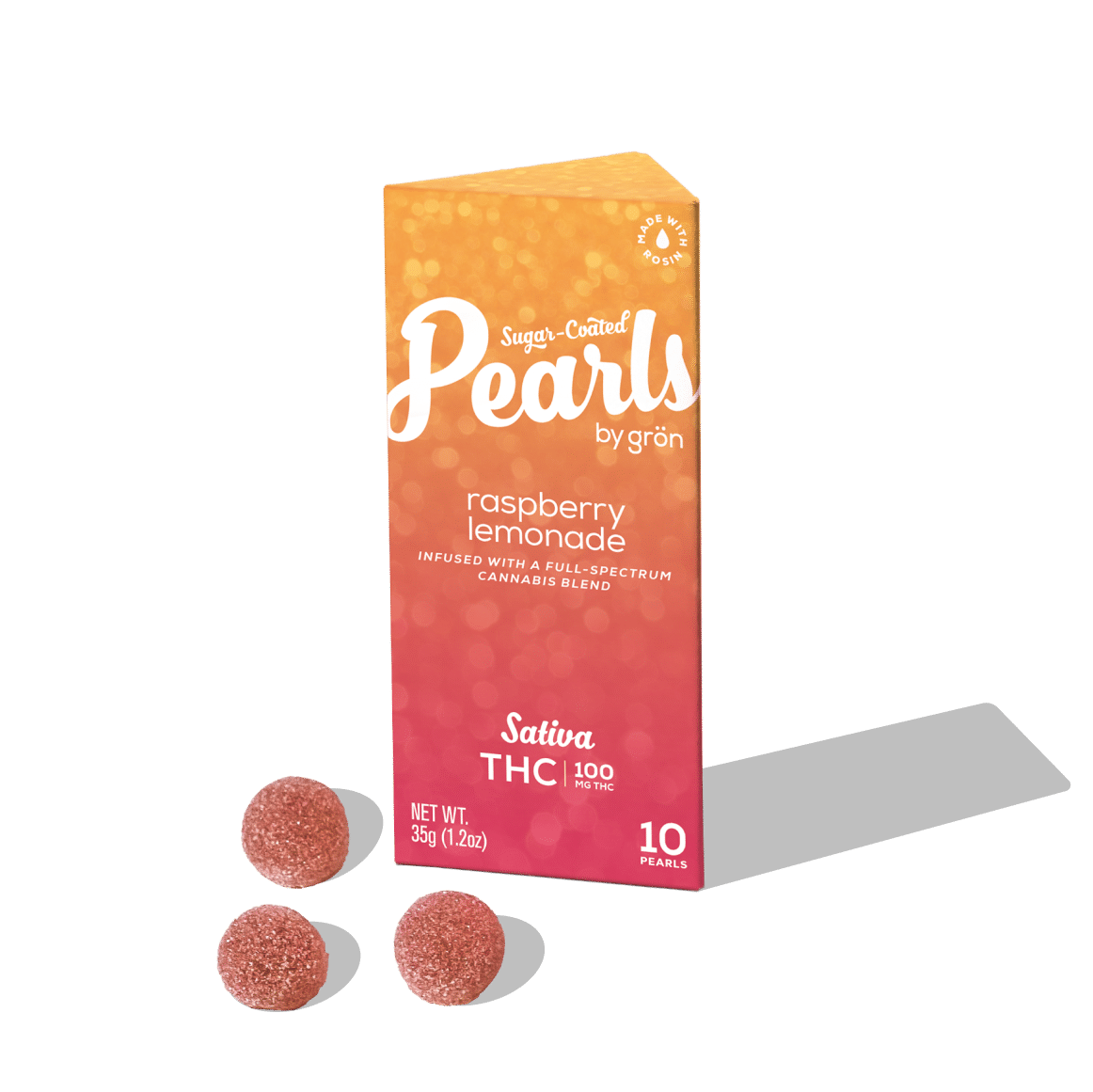 Photograph of product: Gron | Raspberry Lemonade Pearls | Gummies 10 Pack | 100mg