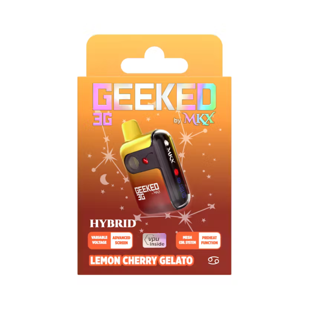 Photograph of product: Geeked | Lemon Cherry Gelato Disposable Vape | 3g
