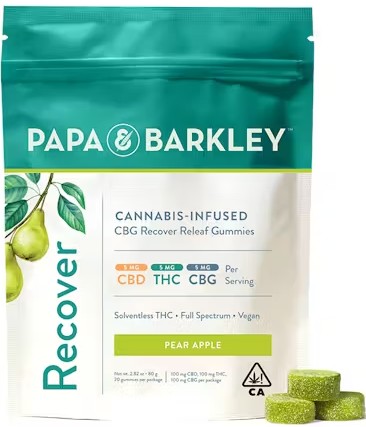 Photograph of product: Pear Apple - 100MG CBD:TH-oui:CBG 1:1:1 Recover Gummies