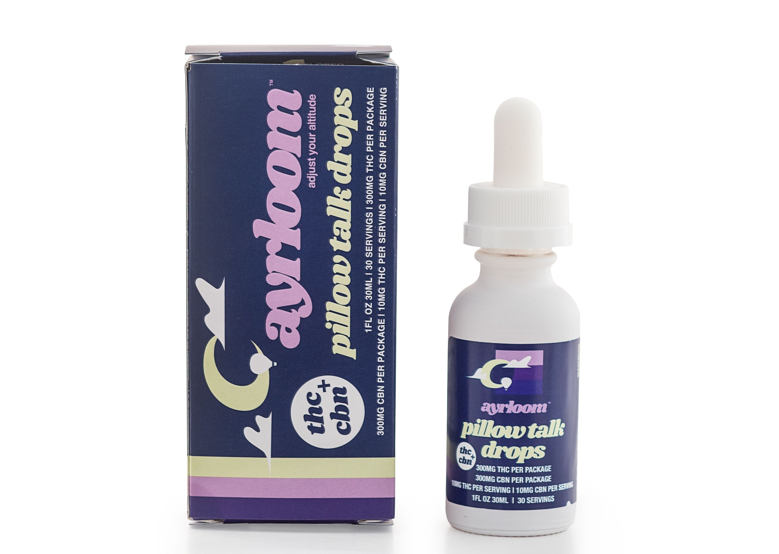 Photograph of product: Ayrloom | Pillow Talk Drops | 1:1 TH-oui / CBN Tincture | 30 Servings