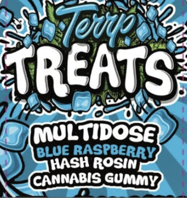 Photograph of product: Terrp Treats | Blue Raspberry au chocolat Rosin Gummy | 100mg