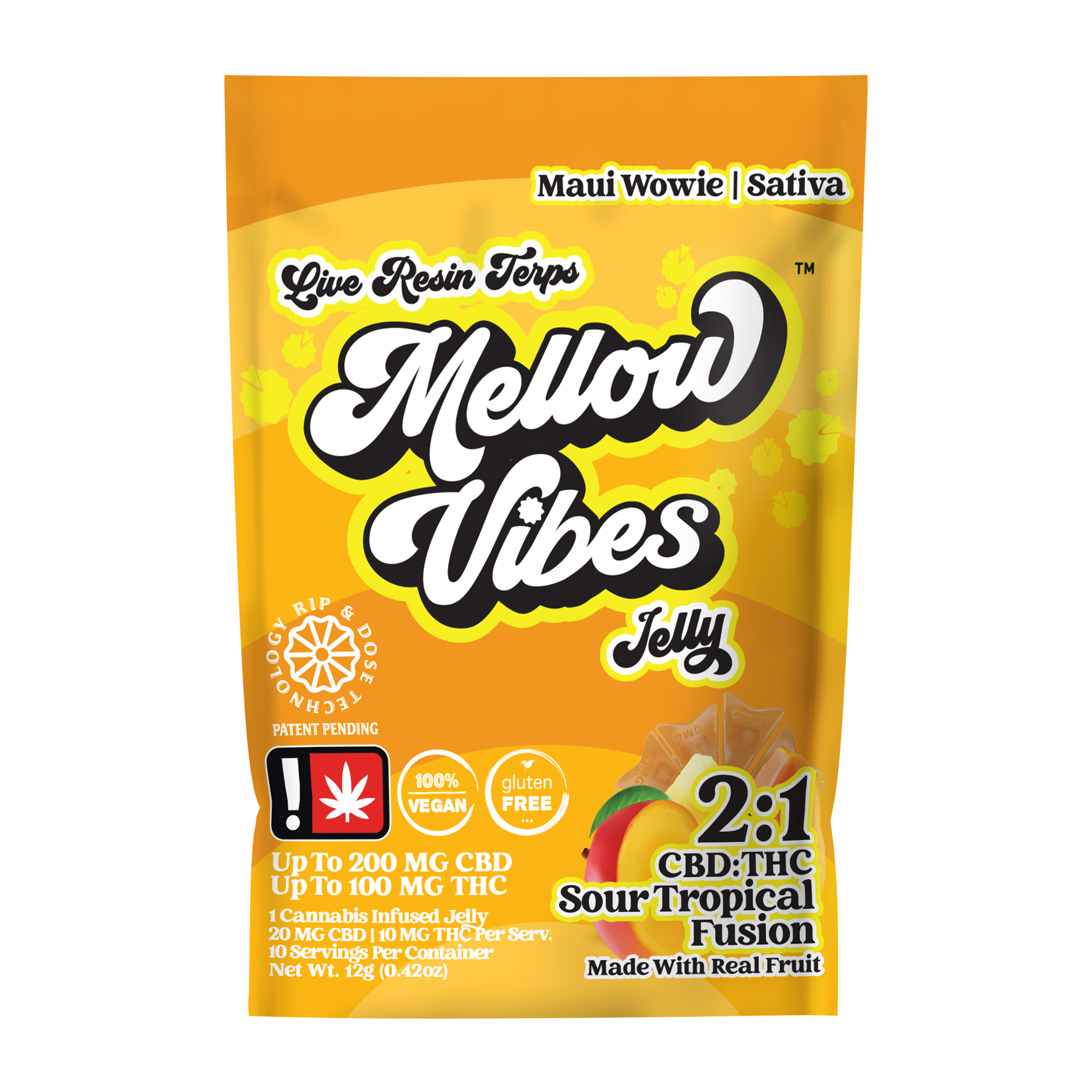 Photograph of product: Mellow Vibes | Sour Tropical Fusion Oui'd 2:1 CBD/TH-oui