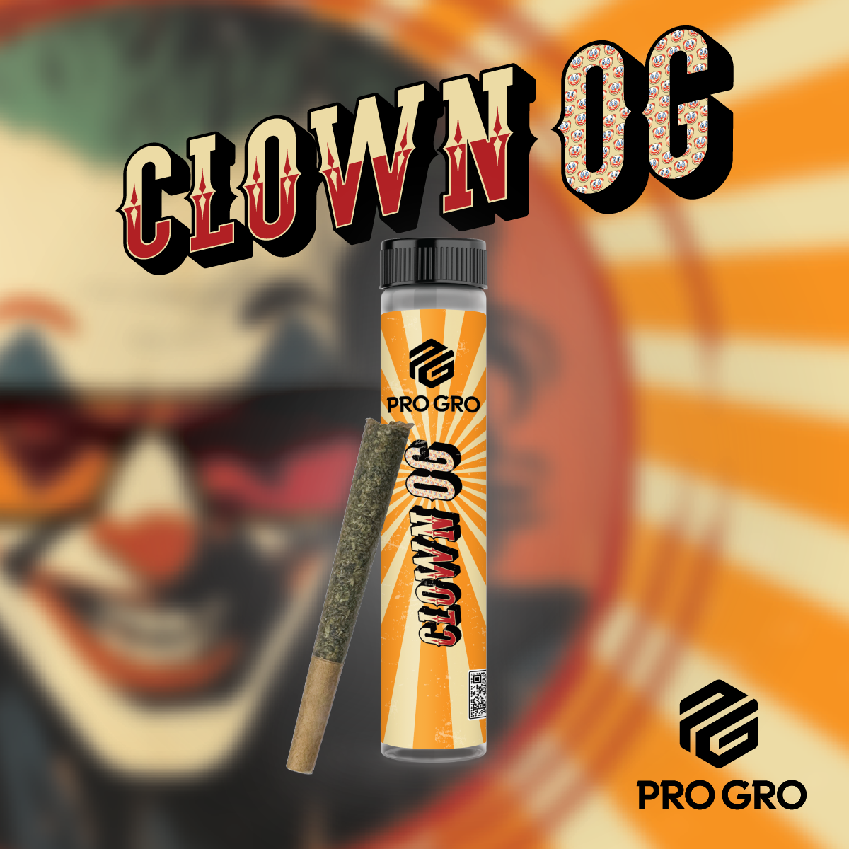 Photograph of product: Clown OG Pre-Roll | Pro Gro | 1g (5/$30)