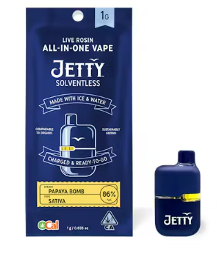 Photograph of product: Jetty Papaya Bomb Oui'd Mini Tank Vape AIO OCal Solventless