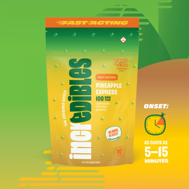 Photograph of product: Incredibles Gummies (Fast Acting) Pineapple Express (H) 100mg