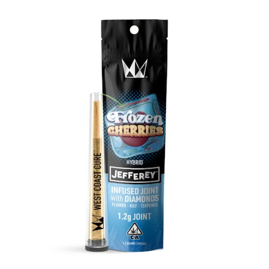 Photograph of product: West Coast Cure x Jefferey - Frozen Cherries (Hybrid) Diamond Infused Preroll