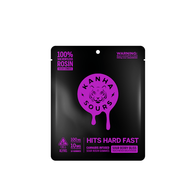 Photograph of product: Sour Berry Bliss | Rosin Sours 100mg TH-oui | 10-pack