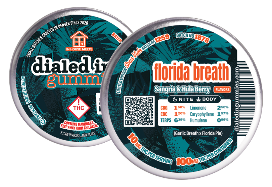 Photograph of product: Rosin Gummies | Florida Breath | Hula Berry & Sangria Flavors | 100mg TH-oui (10 pc.) [Batch #1878]