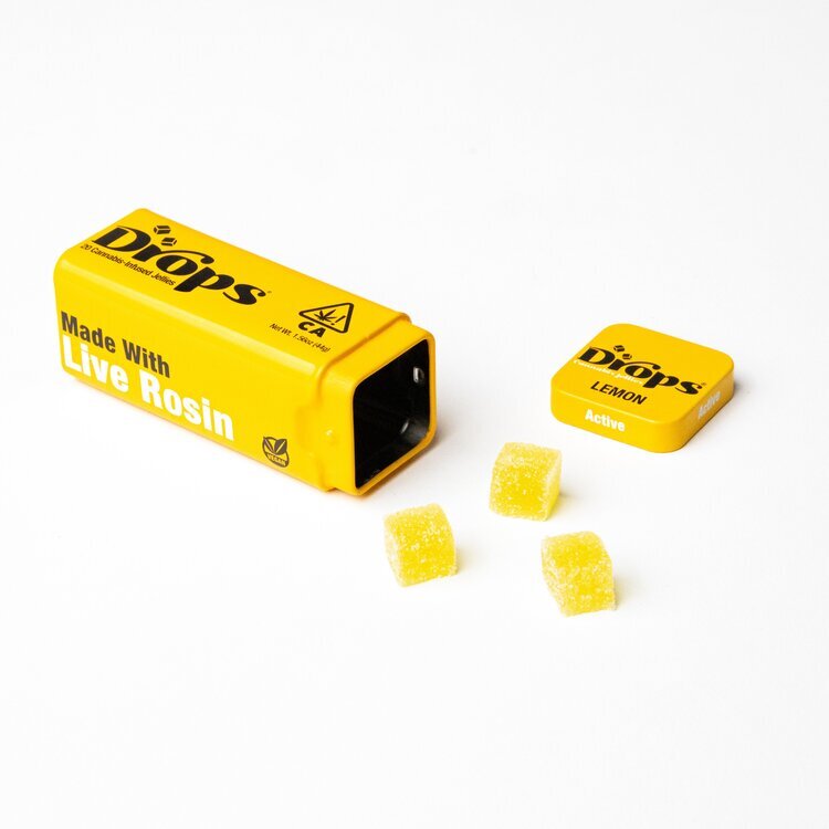 Photograph of product: Drops: Active Lemon - Rosin Gummies 20pk 100mg