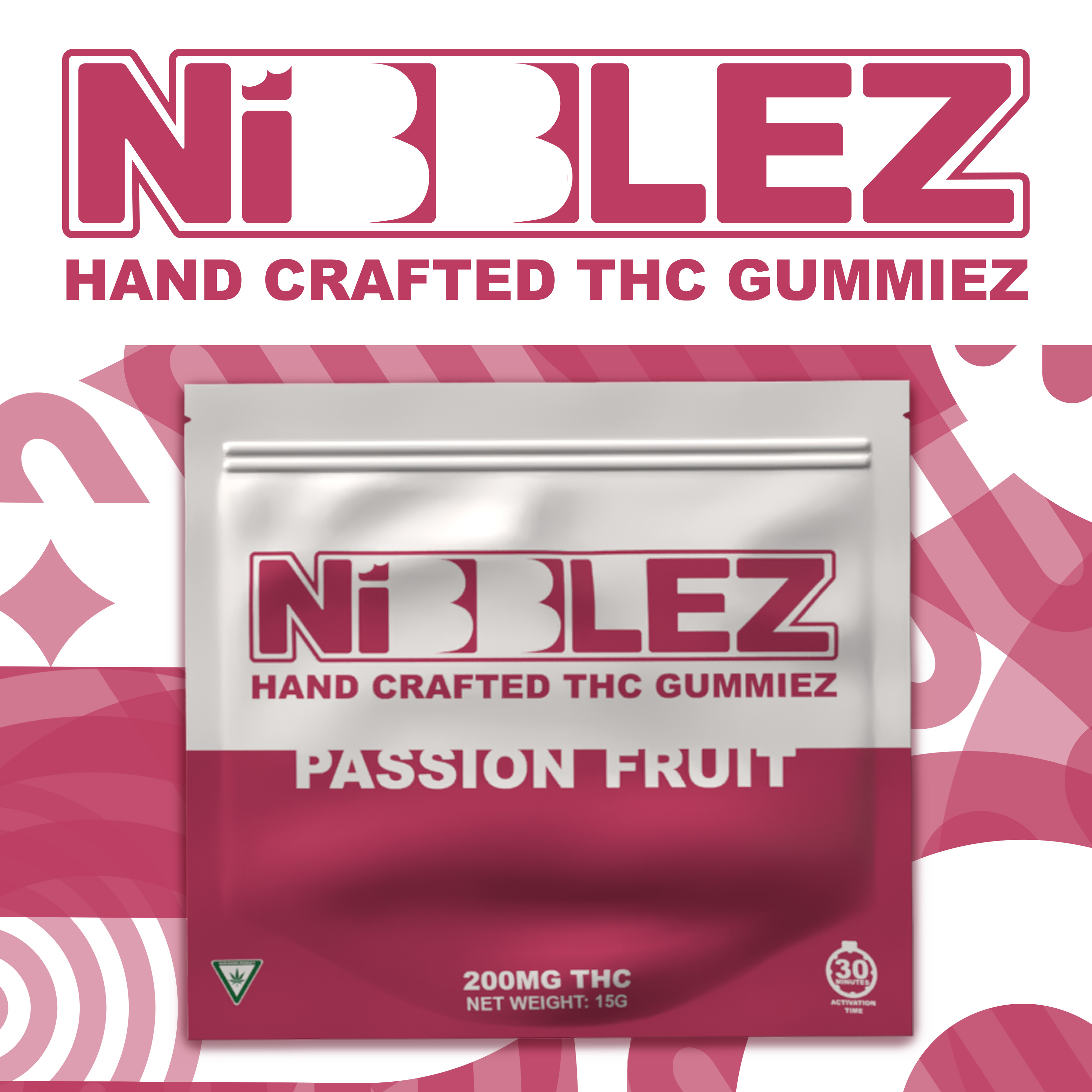Photograph of product: Nibblez | Gummy | Passion Fruit | 200mg