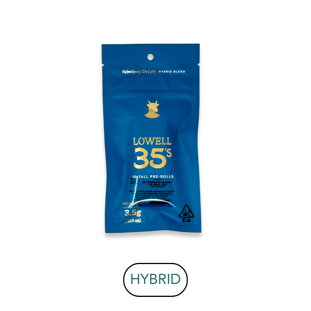 Photograph of product: Lowell - 35s - Afternoon Delight H - Preroll Pack - 10pk - 3.5g