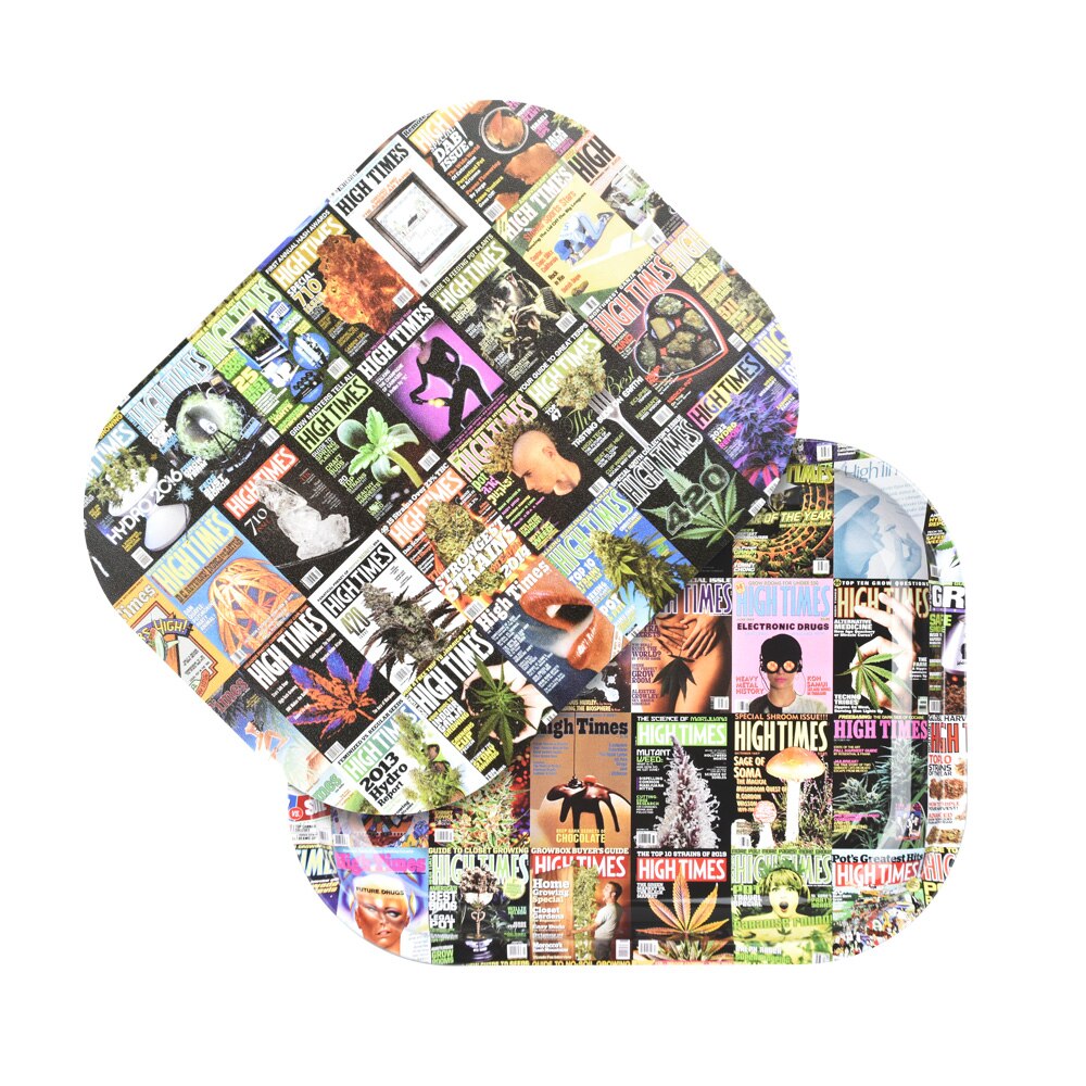 Photograph of product: High Times x Pulsar Mini Metal Rolling Tray w/ Lid | Covers Collage | 7" x 5.5"