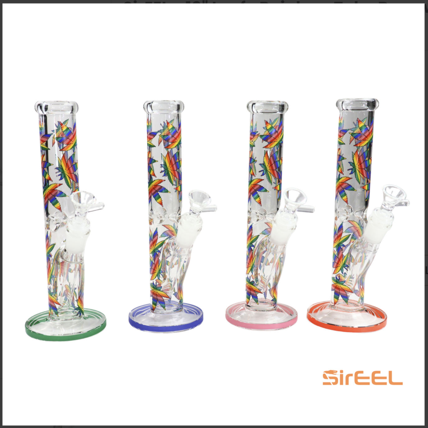 Photograph of Product: SirEEL - 10" Leafy Rainbow Tube Bong with Bowl, Assorted Colors