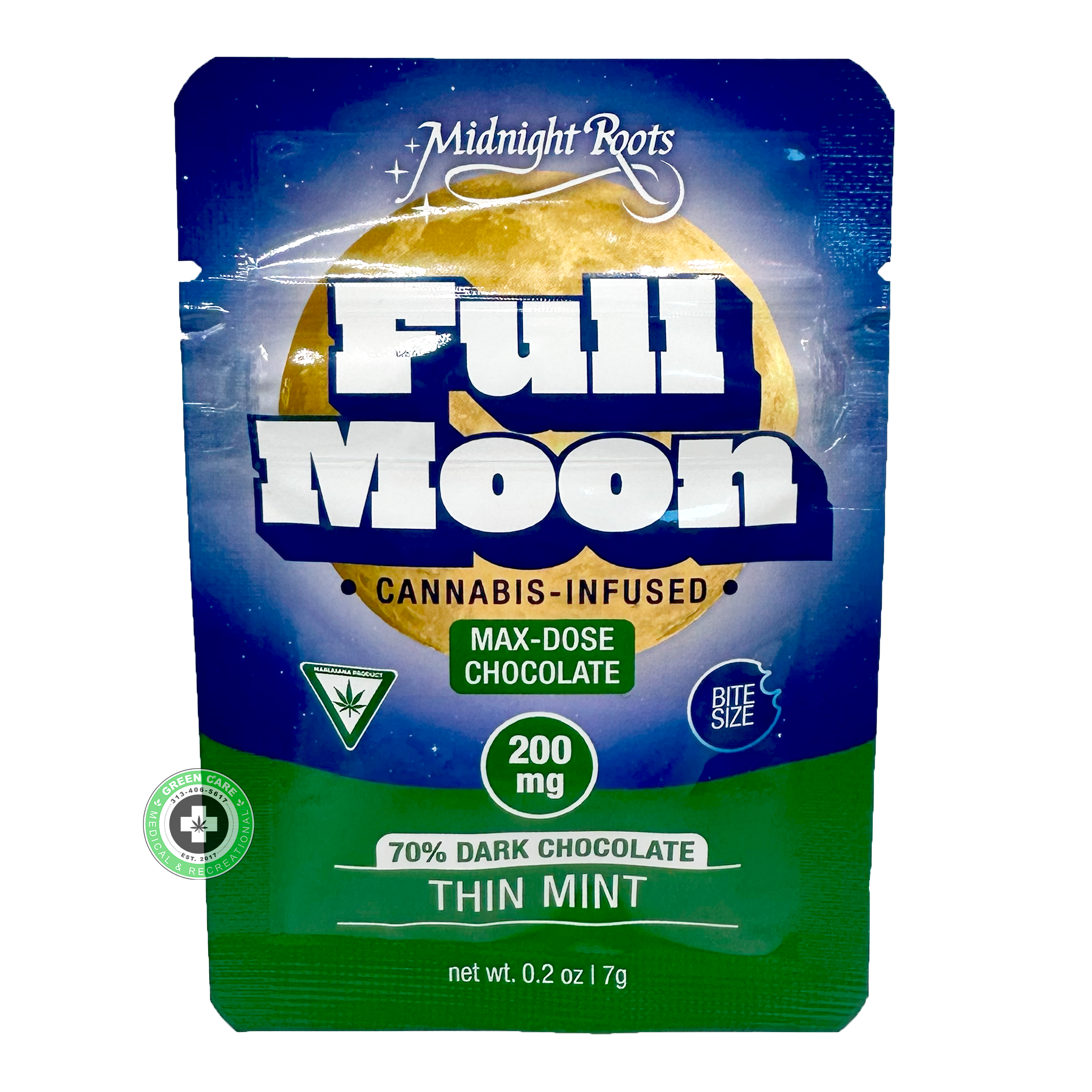 Photograph of product: Midnight Roots - Thin Mint Dark Chocolate Full Moon 200mg | 3/$20