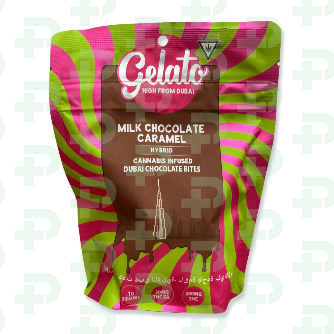 Photograph of product: Gelato - Dubai Bites 200mg - Milk Chocolate Caramel