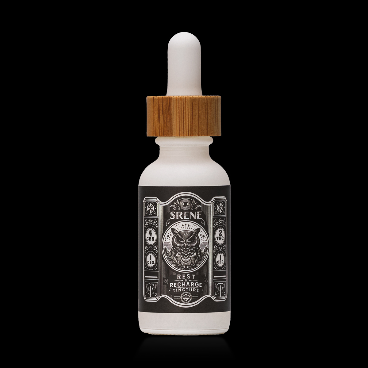 Photograph of product: Srene | 4:2:1:1 CBN:TH-oui:CBG:CBD Rest & Recharge Tincture 100mg
