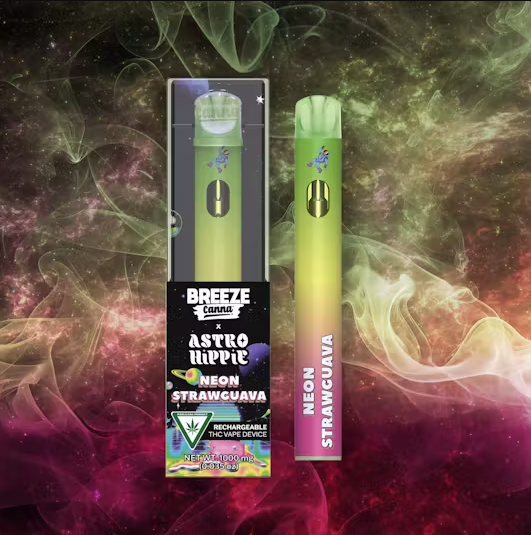 Photograph of product: BREEZE X ASTRO HIPPIE NEON STRAWGUAVA DISPOSABLE 1G