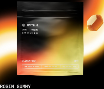 Photograph of product: Rythm - Clementine 100mg 10pk Live Rosin Solventless Gummies