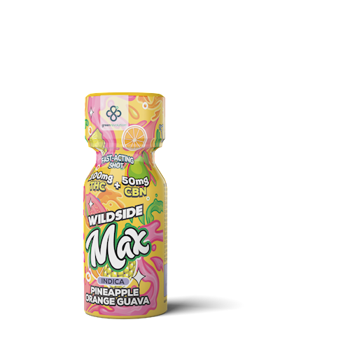 Photograph of product: Wildside Shot - Pineapple Orange Guava 2:1 TH-oui:CBN - 100 mg Liquid Edible - 2oz