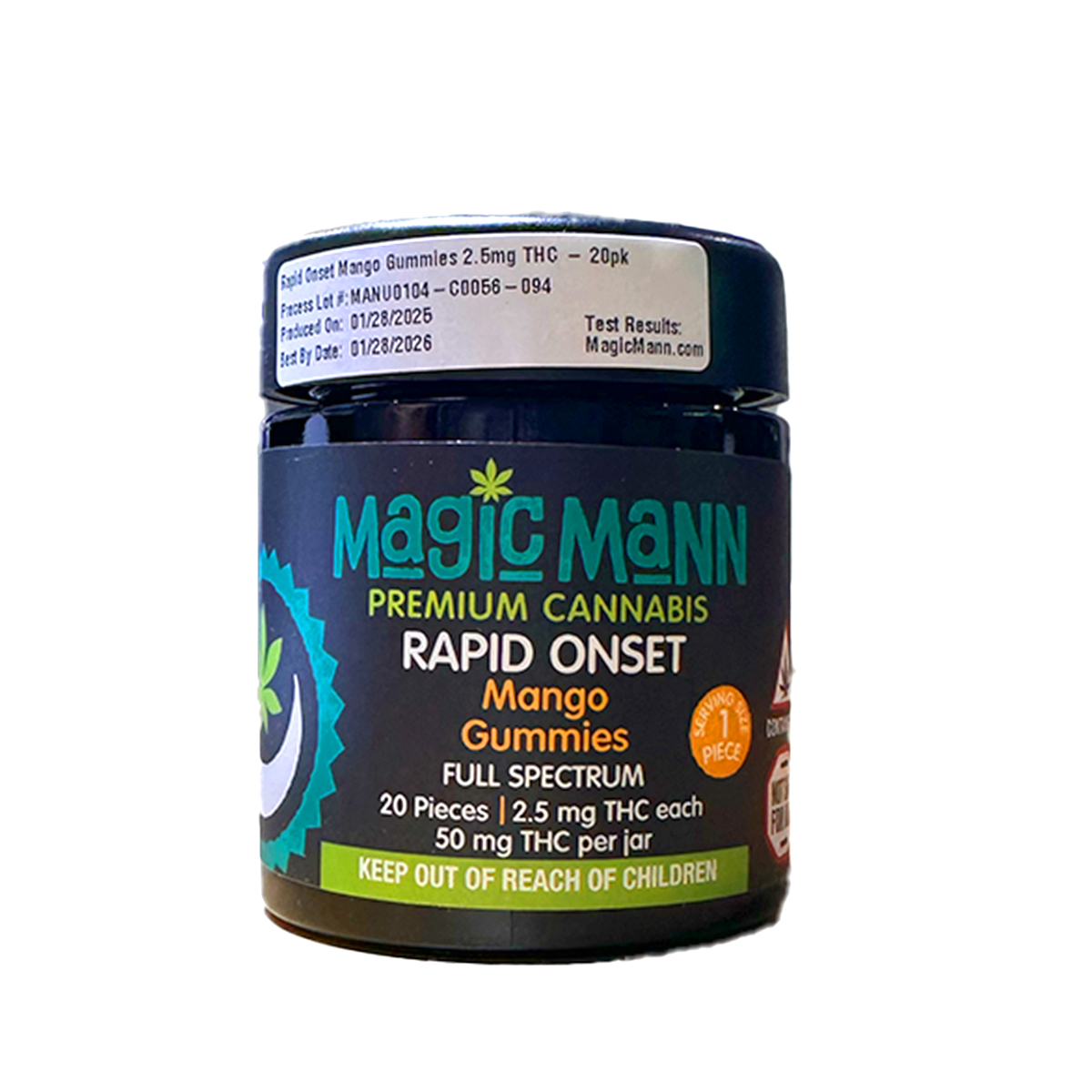 Photograph of product: Rapid Onset Mango | 2.5mg TH-oui Gummies 20 Count | Magic mann