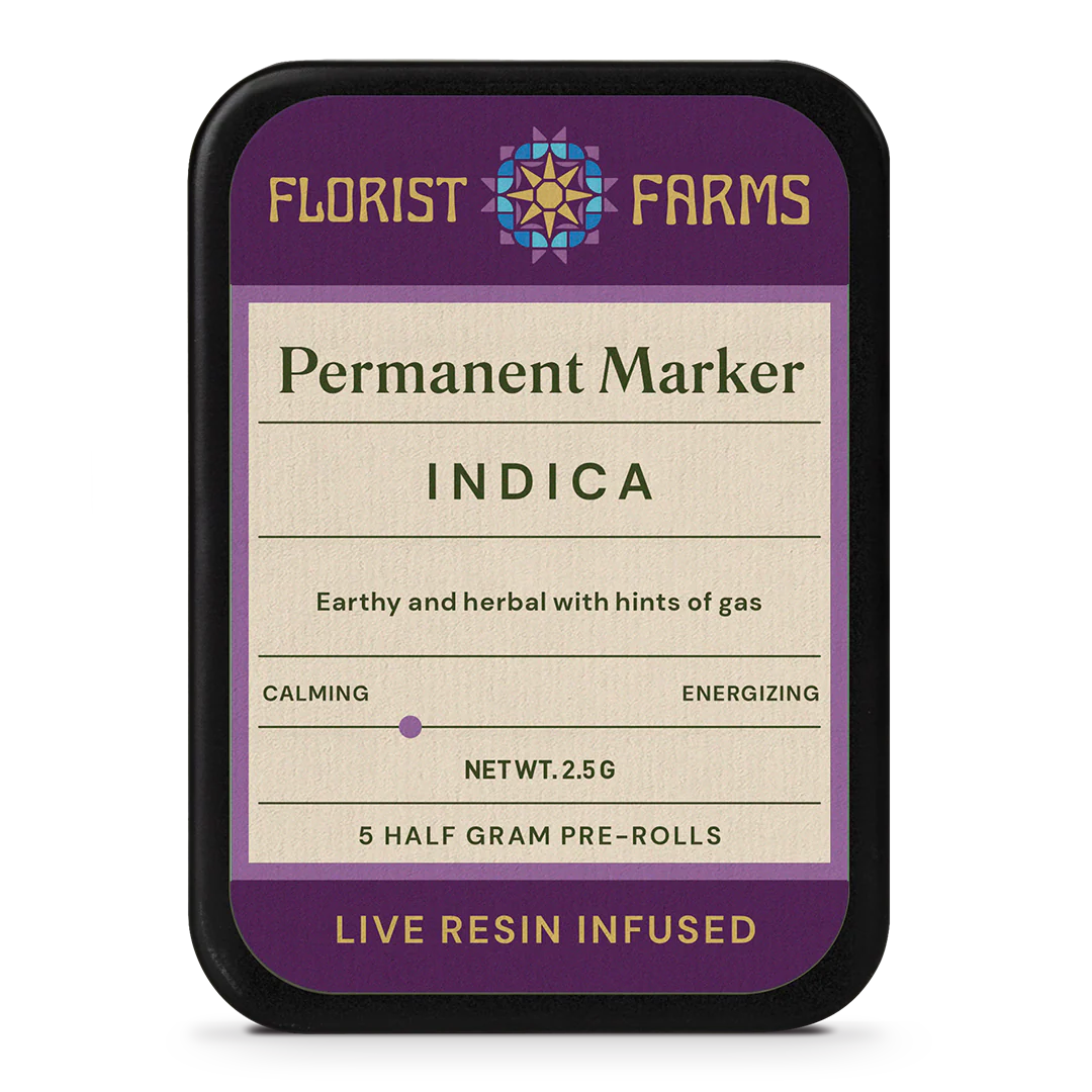 Photograph of product: Florist Farms | Permanent Marker | Live Resin | Infused Prerolls | 0.5 5pk