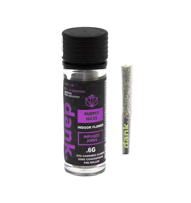Photograph of product: Dank | Purple Haze | Indoor Flower Infused Pre-Roll 0.6g