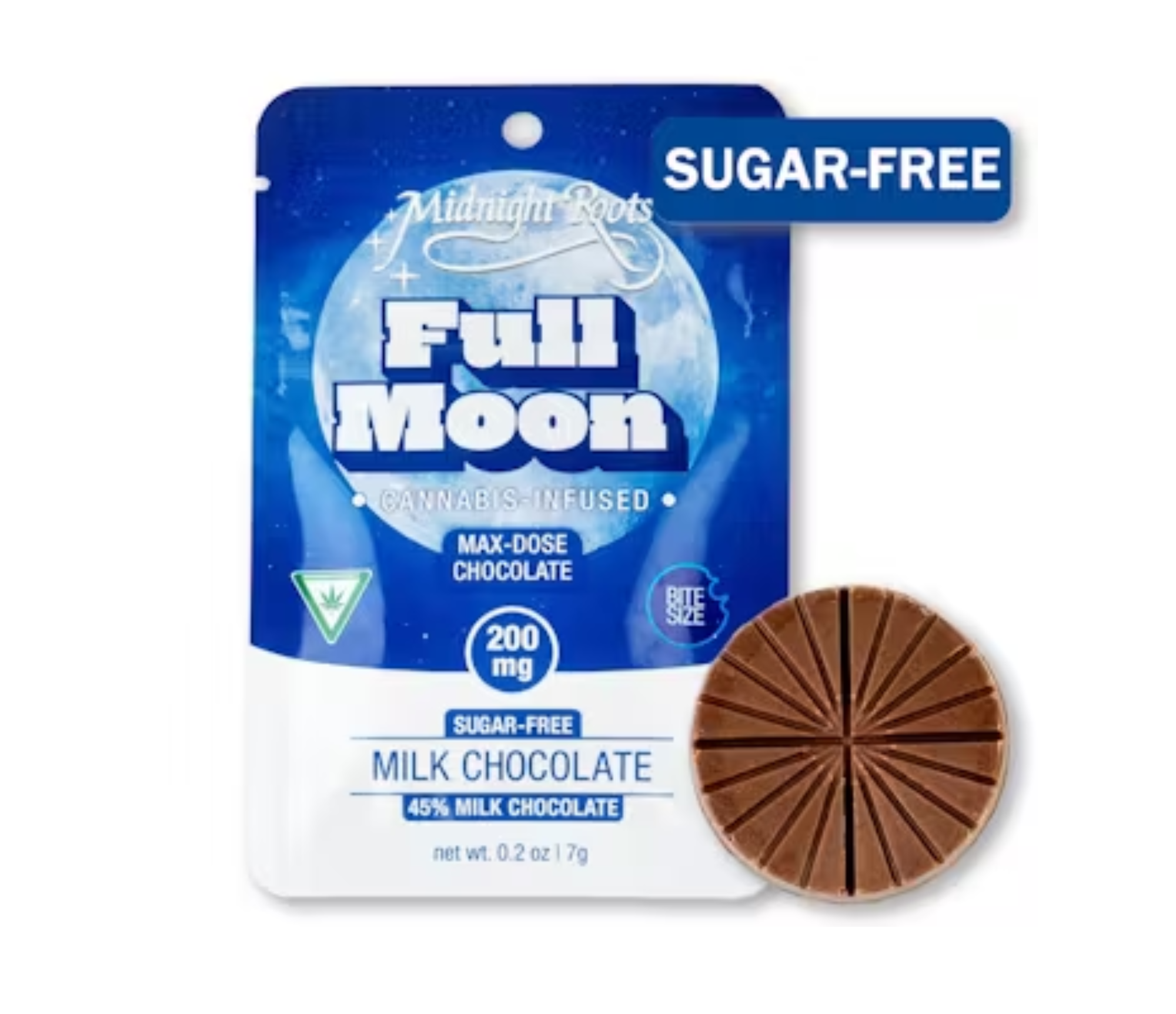 Photograph of product: Full Moon - 200MG Chocolate - Sugar-Free Milk Chocolate (Single)