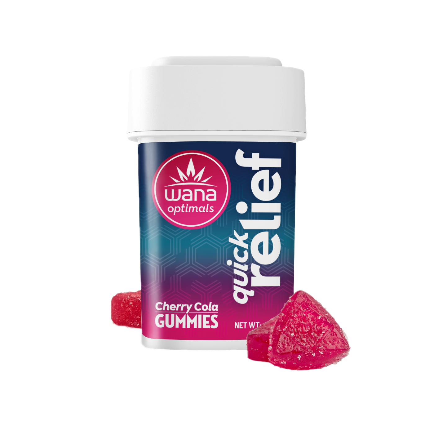 Photograph of product: Quick Relief Cherry Cola 1:1:1 50mgTH-oui:50mgCBC:50mgCBG Gummies By Wana
