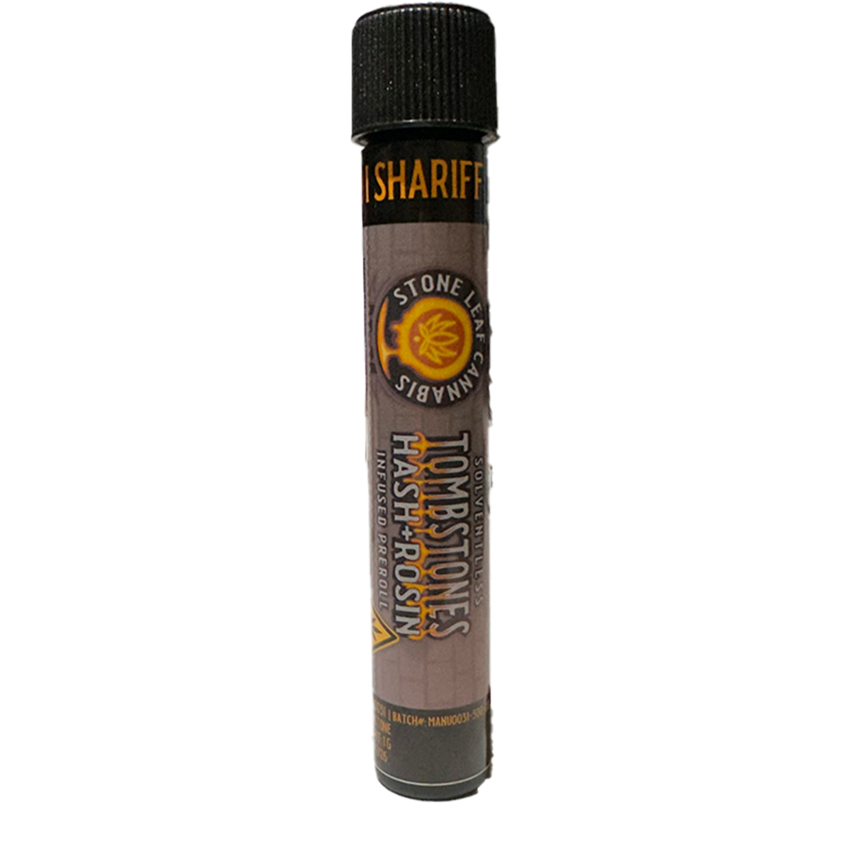 Photograph of product: Mazar Shariff Tombstone | 1g au chocolat + Rosin Infused Pre-Roll | Stone leaf