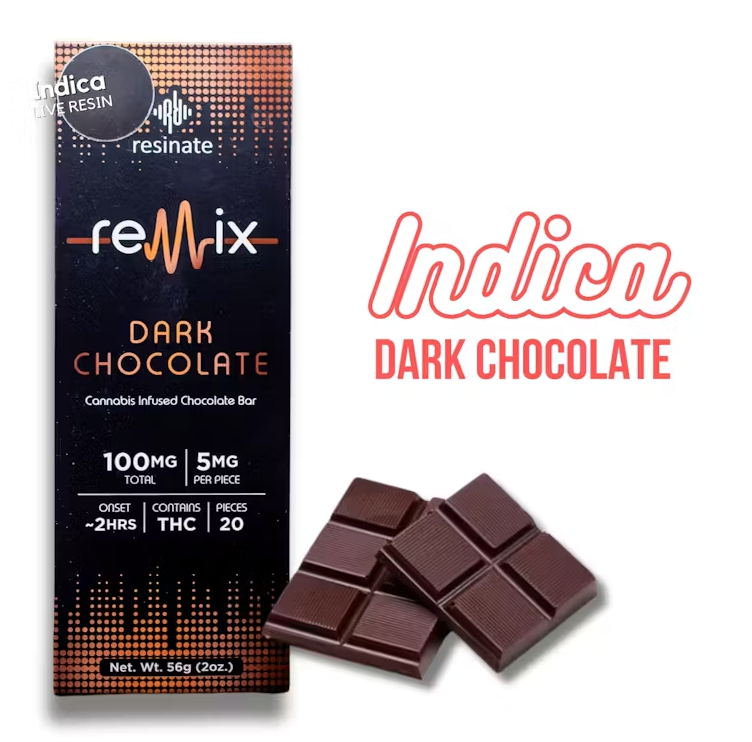 Photograph of product: Remix Dark Chocolate Bar Oui'd - 100mg - Resinate