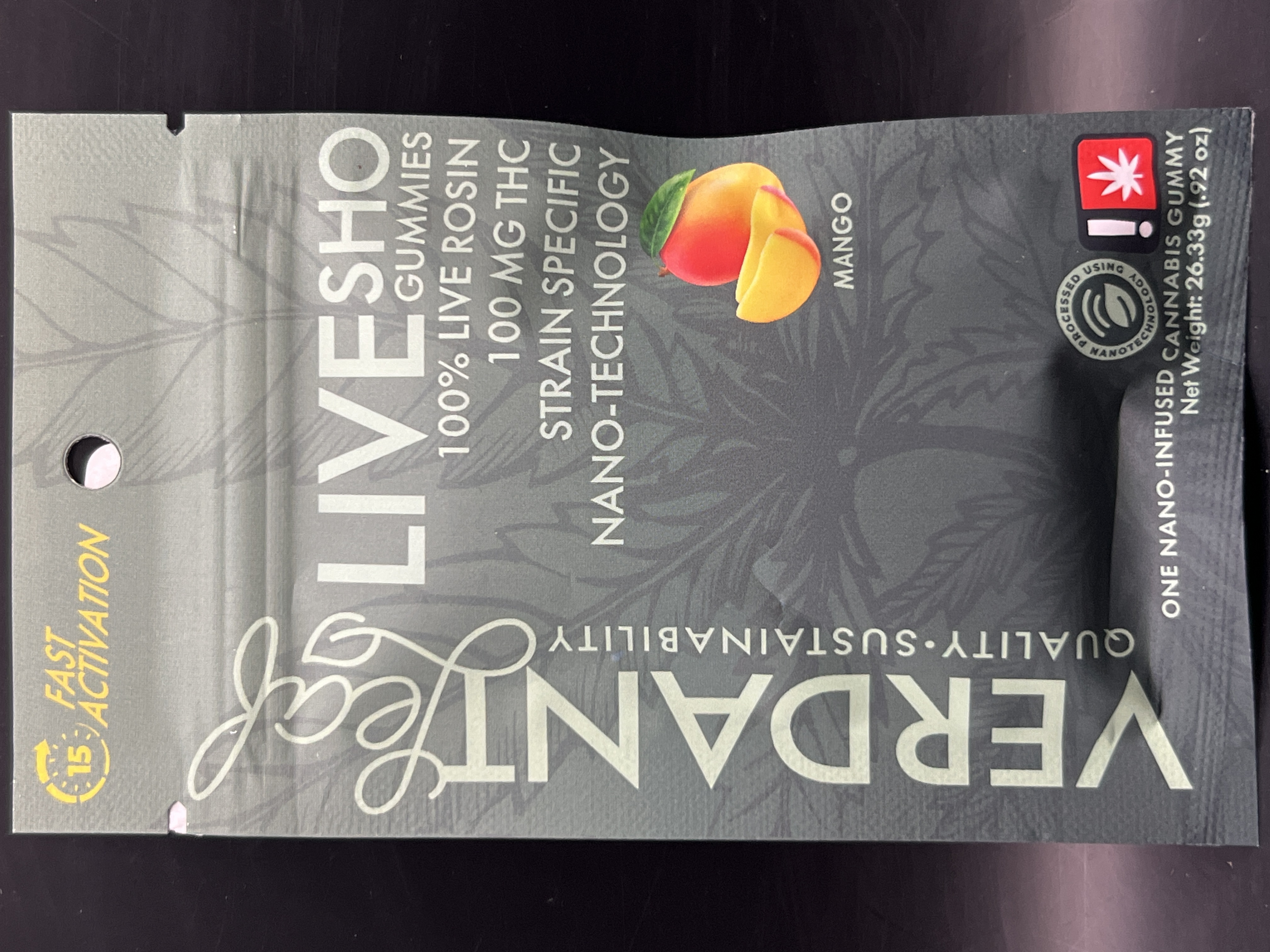Photograph of product: Verdant Leaf 'Watermelon' 100mg Solventless Rosin Nano Gummy