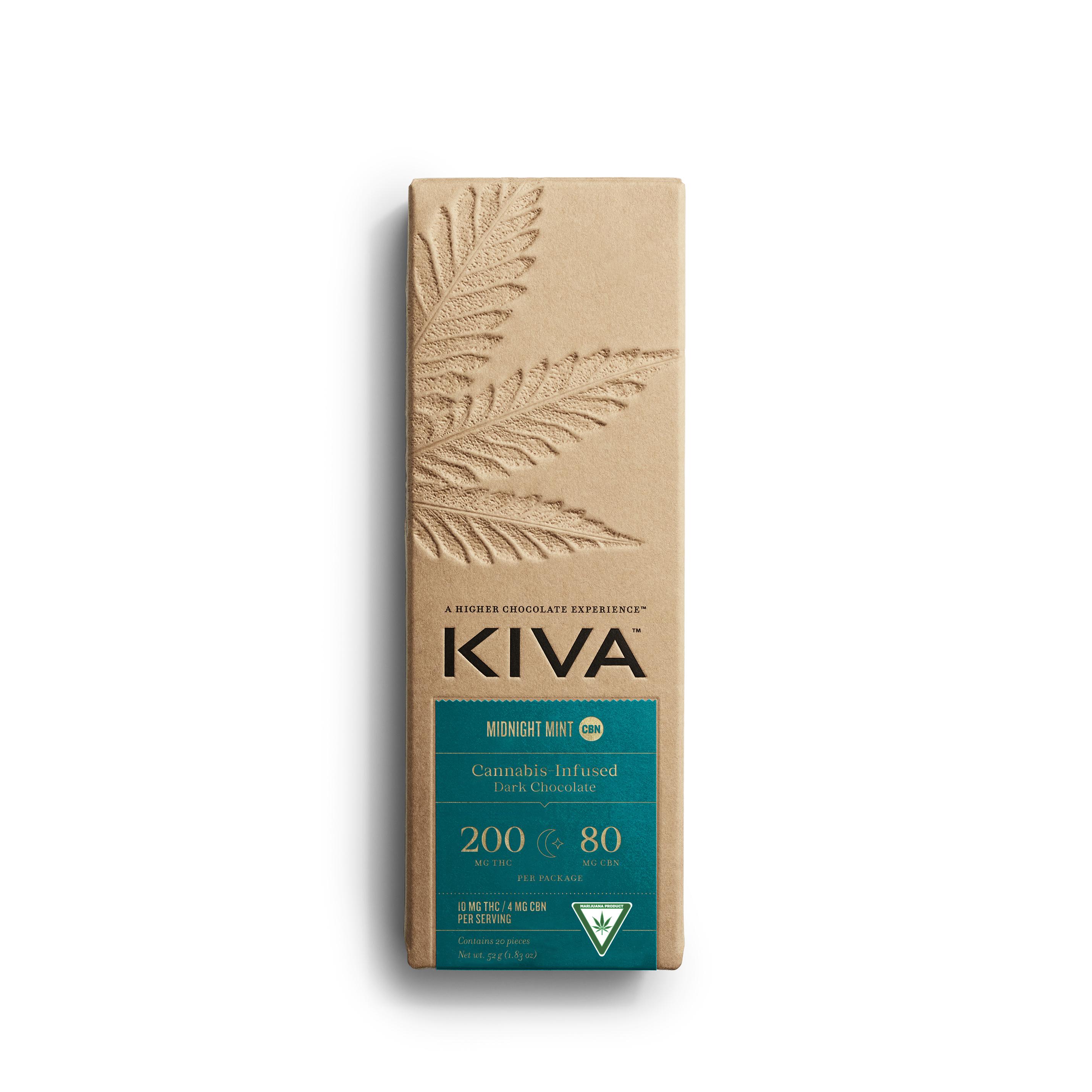 Photograph of product: Kiva | Chocolate Bar | Midnight Mint Dark Chocolate | 200mg
